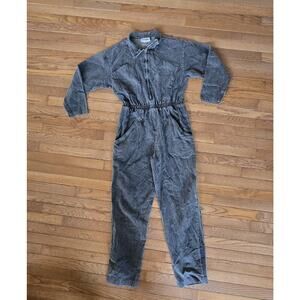 Vintage Prezzia Size 8 Charcoal Gray Denim Long Sleeve jumpsuit 80s 90s